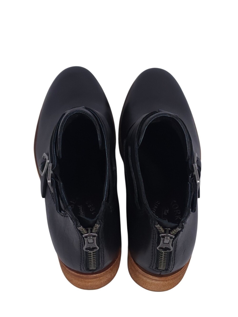 Kork-Ease Black Leather Ankle Booties with Buckle Straps - Picture 7 of 9